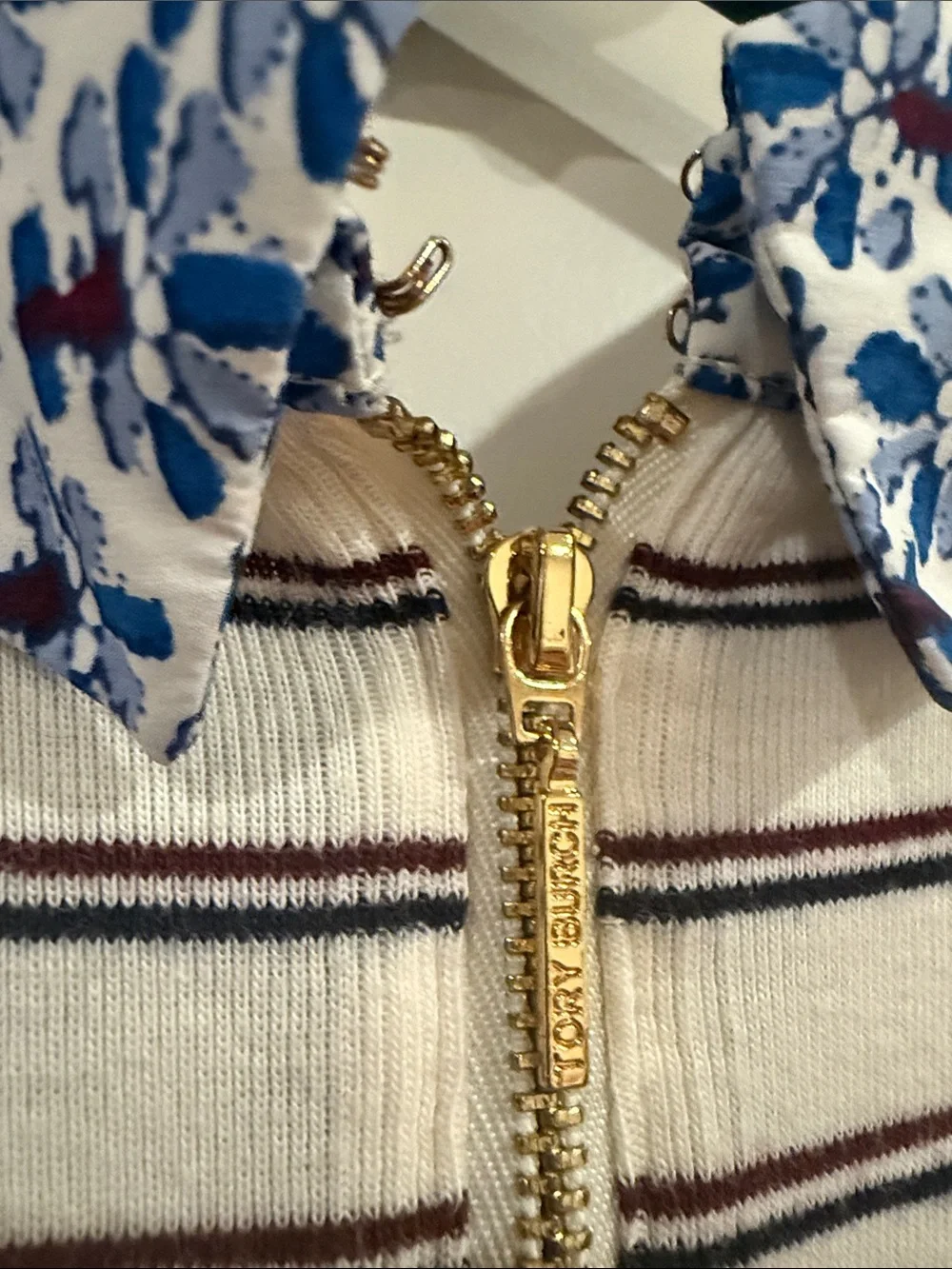 Tory Burch Alexandria PeterPan Collar Striped Top Small
